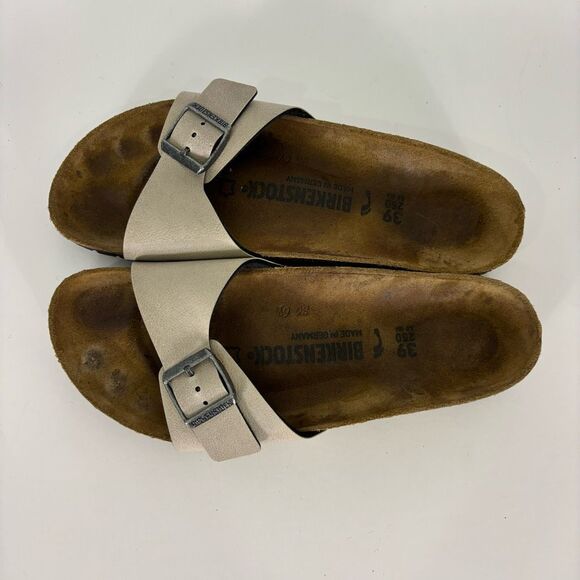 Birkenstock Madrid Birko-Flor Graceful Pearl White Slide Sandals Women’s 39 (8-8 - Picture 1 of 9